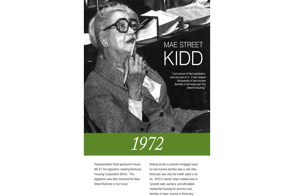 Mae Street Kidd  looking thoughtful pic  1972  AD under her with text about her underneath