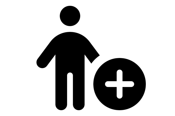 icon of a person with a plus sign in a circle