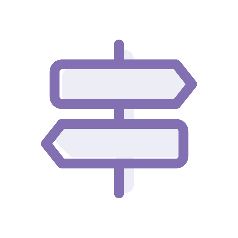 Icon - Signposts pointing in different directions.