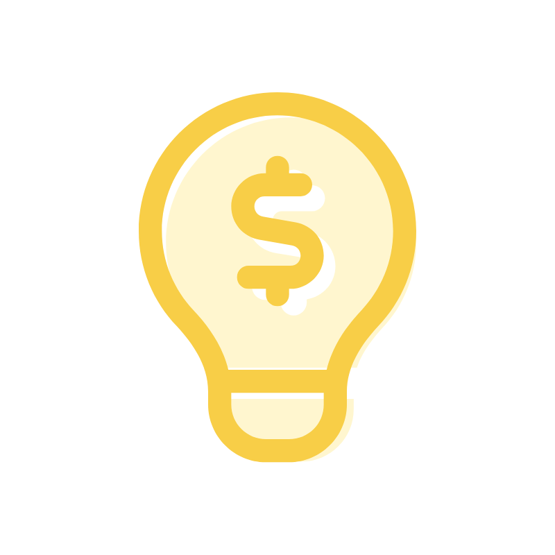 Icon - Lightbulb with dollar-sign filament