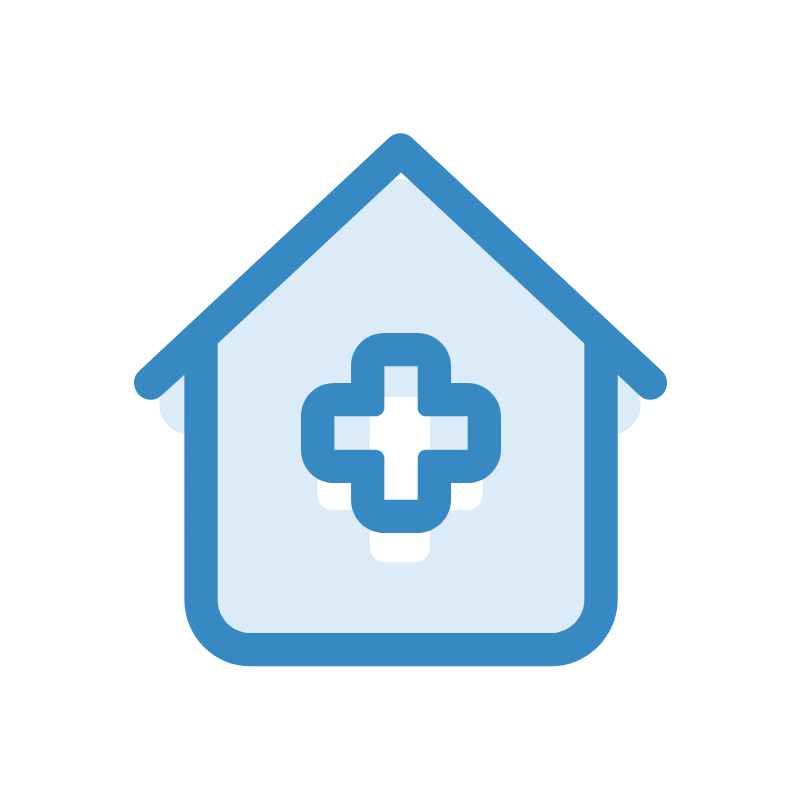 Icon - House with medical symbol.