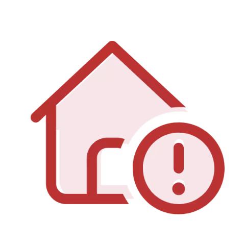 Icon - House with exclamation symbol