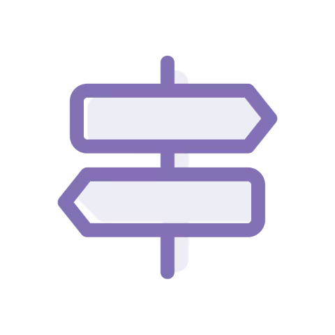 Icon - Signposts pointing in different directions.