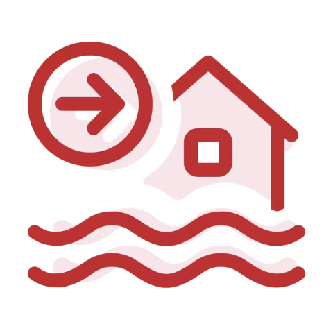 Icon - Flooded house with arrow