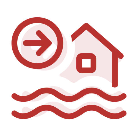 Icon - Flooded house with arrow