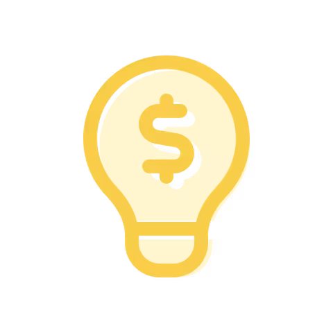 Icon - Lightbulb with dollar-sign filament